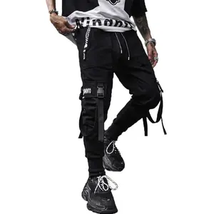 Men's Jogger Techwear Pants Hip Hop Goth Streetwear Harem Sweat Tactical Track Multi Pocket Black Joggers Cargo Cool Baggy Pants