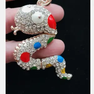 Betsy Johnson Cartoon Snake Keychain with Rhinestones and Colorful Enamel Details for Stylish Accessories