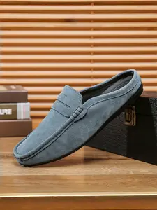 Men's Casual Half-Buckle Loafers, British Vintage Fashion No-Back Mules, Breathable Comfort Lightweight Slippers, Classic Slip On, Men's Shoes