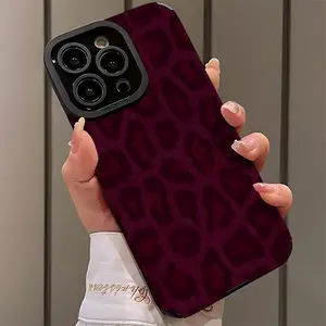 Fashion Wine Leopard Texture Vintage Pattern Shockproof Ultra-Thin Case for iPhone 17/16/15/14/13/12/11/plus/pro Max, Dust-Proof and Beautiful Gift