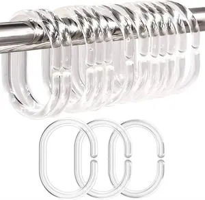 24 PCS Shower Curtain Rings, Plastic Clear Shower Curtain Hooks, C-Shaped Rings Hook Hanger Bathroom Shower Window Rod