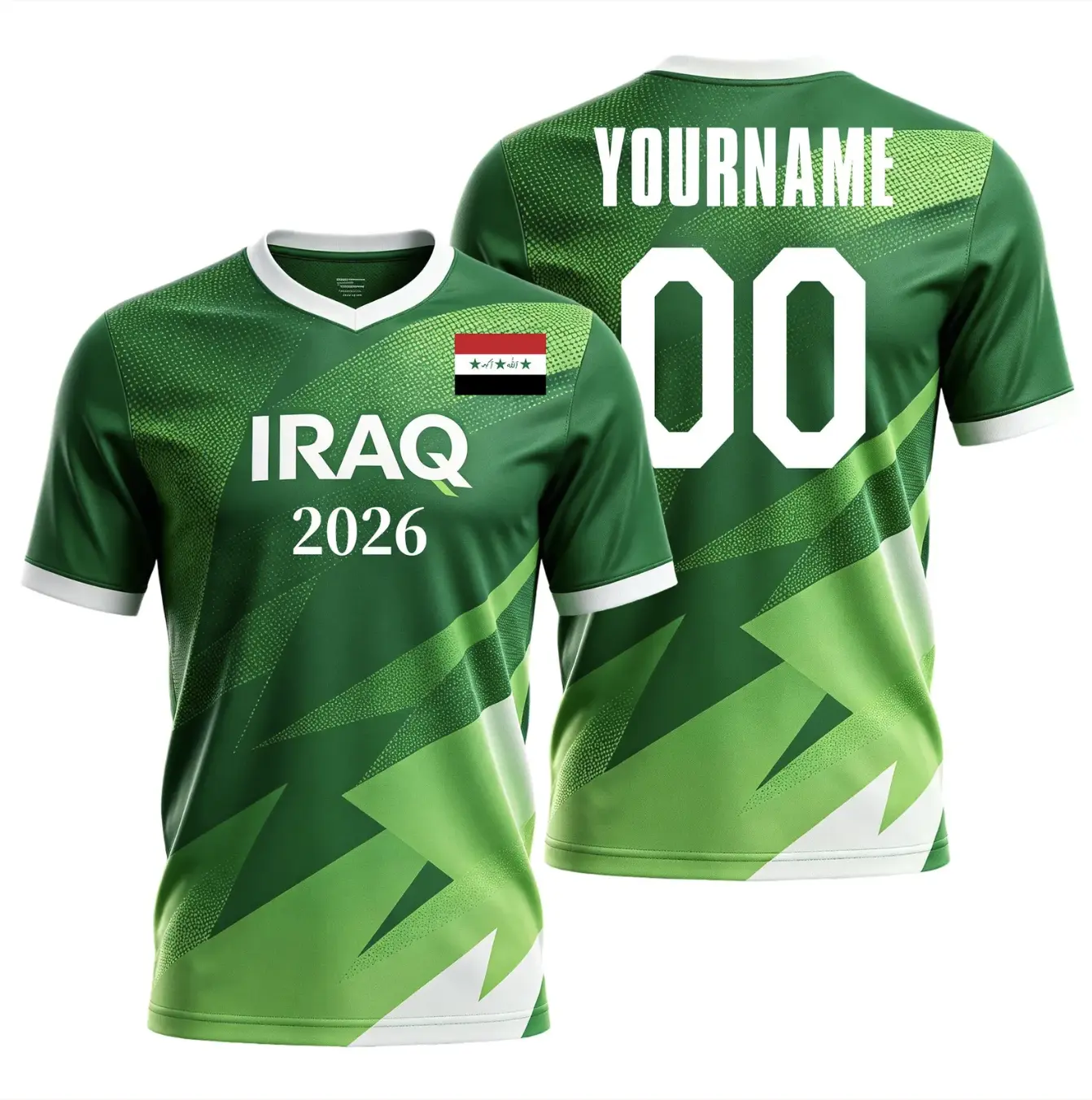 CUSTOM 2026 Iraq National Soccer Team Style Jersey Home Shirt, Patriotic Football V-neck Jersey, All Over Print Unisex Soccer Jersey, Sports Fan Apparel Top