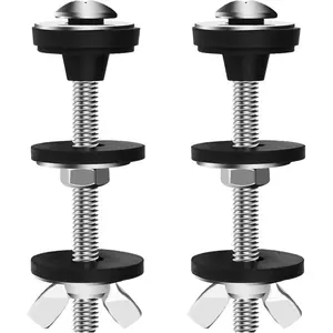 2PCS Universal Toilet Seat Bolts Kit, Heavy Duty Toilet Tank Bolts Replacement, Waterproof Stainless Steel Toilet Seat Screws and Rubber Washers Gaskets with Extra Long Nut