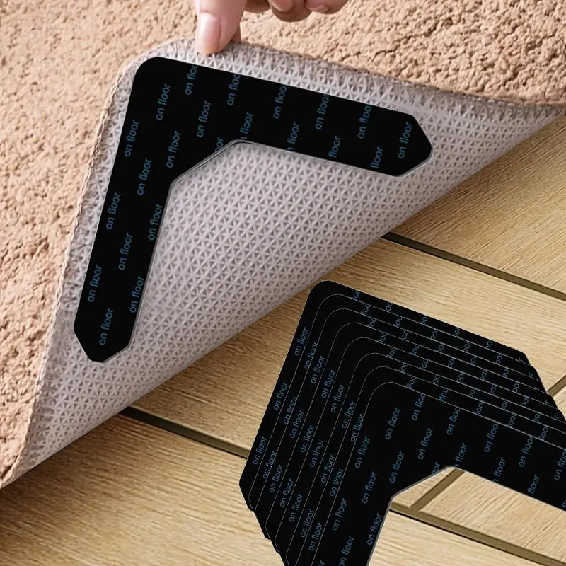 Non-slip Carpet Stickers, 8pcs/set Non-slip Area Rug Sticker, Prevent Rugs from Moving and Rolling Edges, Suitable for Living Room Dining Room Bathroo