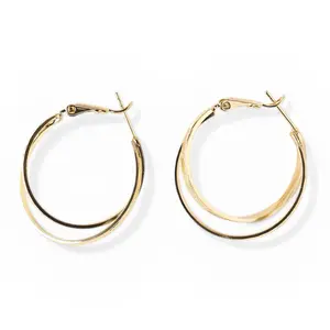 14K Laminated Gold Twisted Hoop Earrings 40mm 30mm  Large 2mm - Elegant Jewelry for Women
