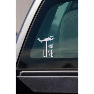 Nine Line White Drop Line Vinyl Decal Window Sticker - 4x4" Car Decal - Use On Flat Surfaces - Weather Resistant - Easy to Apply - Nine Line Car Sticker Window Decal