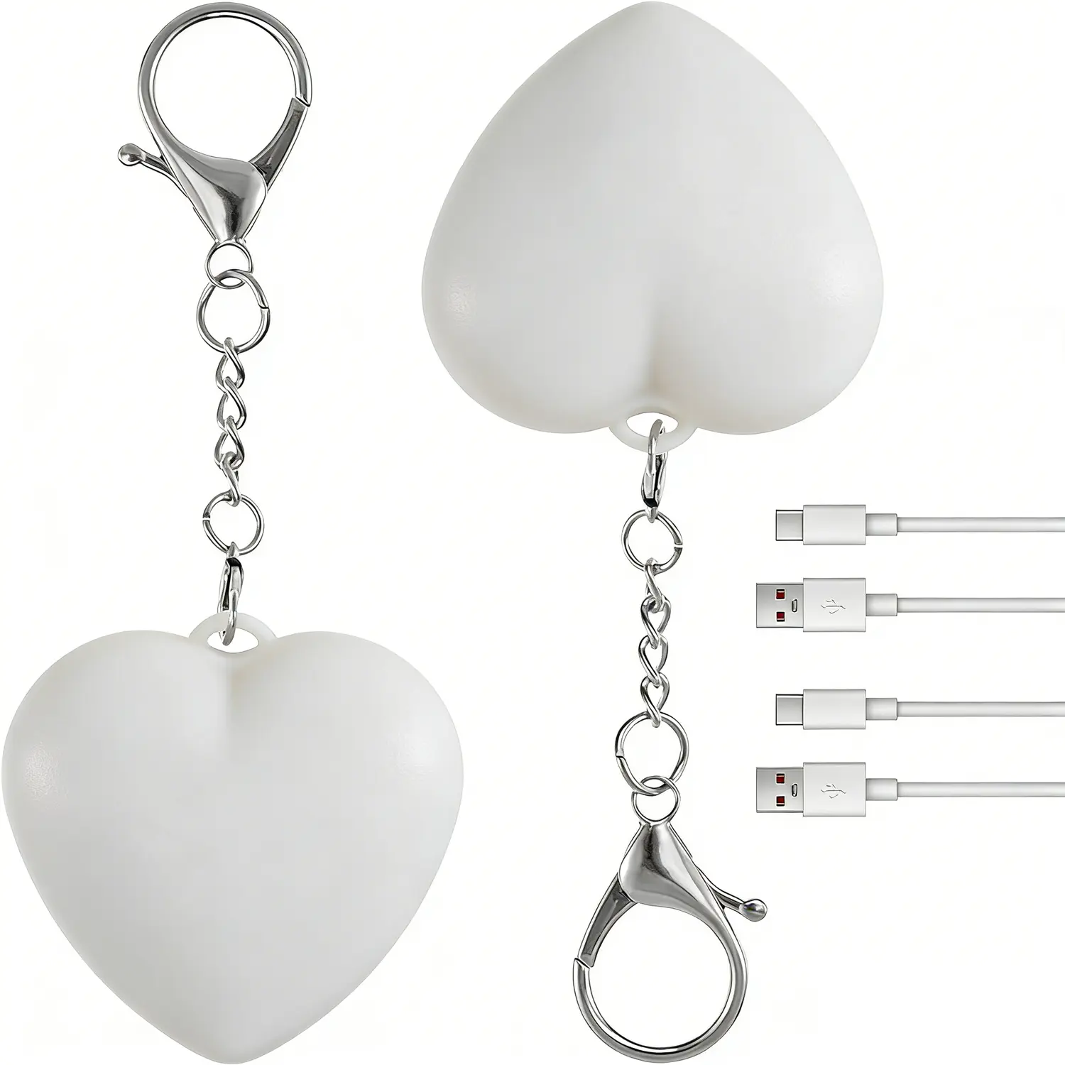 Romantic Couple Heart-Shaped LED Wallet Lights Touch Control Delay Auto-Off USB Rechargeable Keychain Pendant Style, Ideal for Bags, Backpacks, Keychains Perfect Valentine's Day Gift 2026