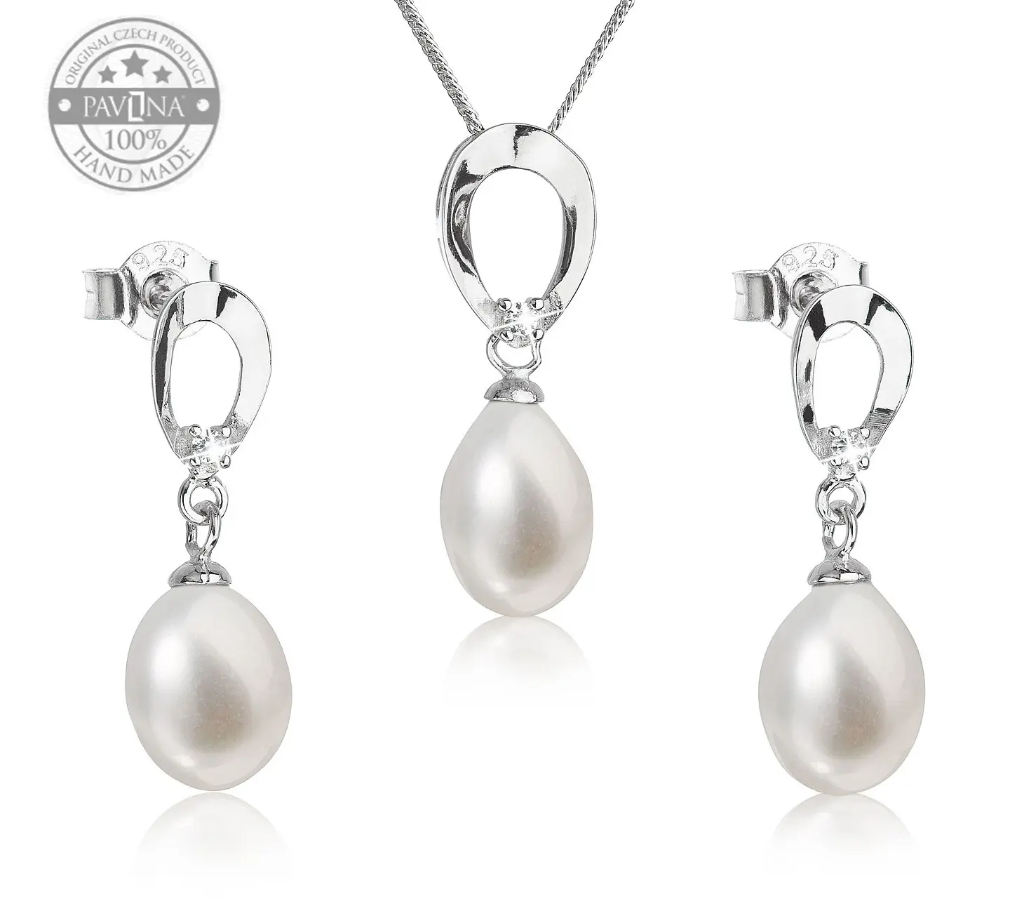 SKU: 29029.1 Freshwater Pearl Necklace and Earrings Set 925 Sterling Silver Jewelry, Gift for Women Bride Wedding Anniversary
