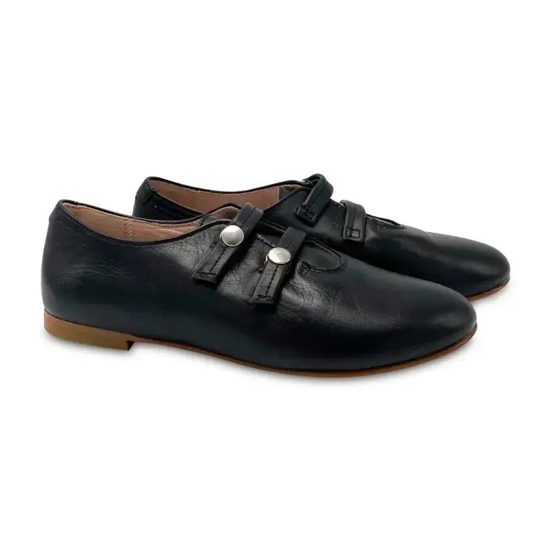 LMDI Black Double Strap Oxford