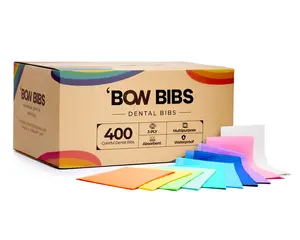 Disposable Dental Bibs Rainbow Colors – 400 Waterproof Patient Napkins for Dental, Tattoo & Beauty Professionals Oral Durable