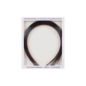 [RUBY VIBE CO] ChicHold Noir & Tortoise Comb Headband Set, Lightweight Secure Hold for All Hair Types
