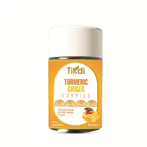 Tikdi Turmeric Ginger Gummies - 30 Count - Vegan, Non-GMO, Gluten-Free, Gelatin-Free, No Added Sugar, Natural Mango Flavor, Supports Joint Health & Immunity
