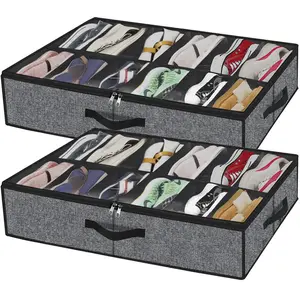 Under-Bed Shoe Storage Bag Holds Up to 12 Pairs with Transparent Window Breathable Design for Living Room Organization