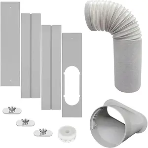 Portable AC Window Vent Kit with 5inch Hose 6pcs Window Seal for Portable Air Conditioner, Adjustable Sliding Window Plate for AC Unit, Suitable for 5”/13 CM