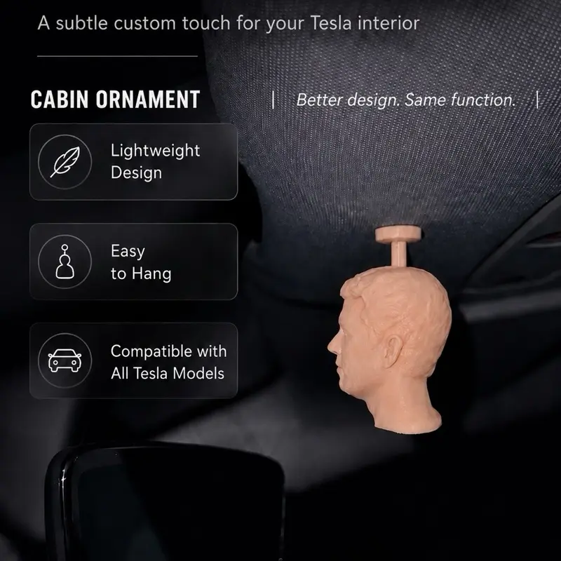 Tesla dashboard hanging Head Ornament - Mini Overhead Interior Accessory for Tesla Owners