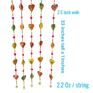33-in Cultural Rajasthani Handmade Wind Chime, Ethnic Craft Home & Garden Decor with Vibrant Bells, Beads, Melodic Sound, Ideal for Diwali, Housewarming Gifts