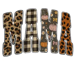 Mama Decorated Fall Letters  Direct To Film Print, DTF Print, Ready To Press Transfer For T-Shirts