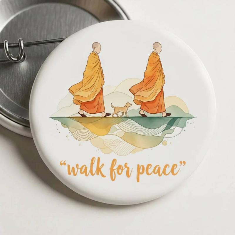 Monks Buddhist Walk For Peace Pin, Spiritual Mindfulness Pin, Meditation Zen Pin, Peace Walk Gift, Aesthetic Pin
