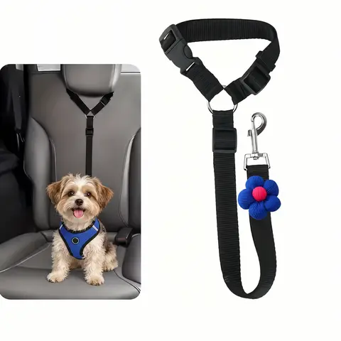 2 Packs Dog Cat Safety Seat Belt Strap Car Headrest Restraint Adjustable Nylon Fabric Dog Restraints Vehicle Seatbelts Harness