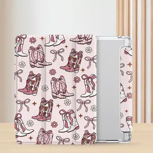 Cute Cowgirl Boot Pattern Tablet Case, 1 Count Tablet Protective Cover, Tablet Protector for iPad 7/8/9 Generation 10.2 Inch,