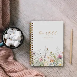 Christian Inspirational Print Spiral Bound Notebook - Psalm 46 "Be Still and Know That I Am God", 5.5x8.3 in, 50 Pages, Women's Journal Style Pocket Portable Notebook, Bible Journaling Gift, Journal Style Notebooks, Pocket Portable Notebooks