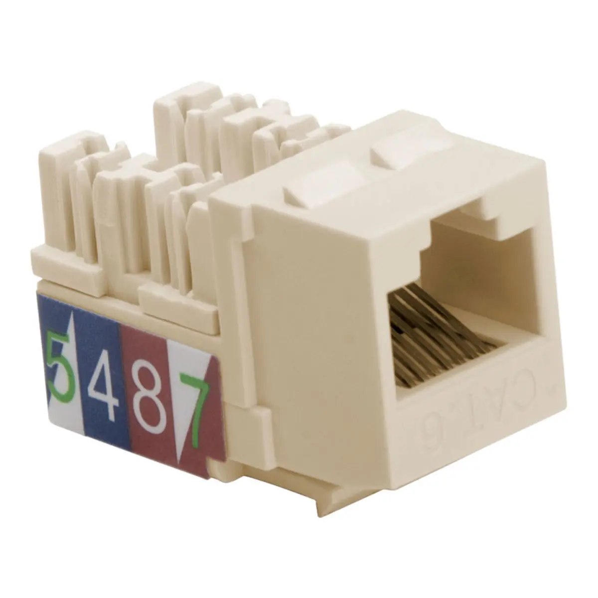 Platinum Tools Keystone Cat6 110 Jack, Light Almond, 50-Pack