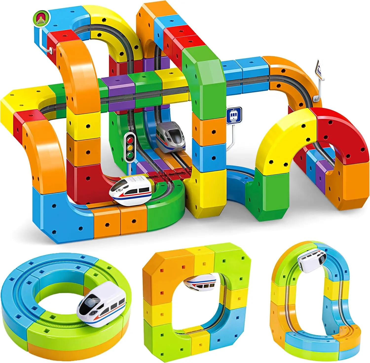 Educational Electric Train Set for Kids 3-4 Years - STEM Transportation Toy, Flexible 3D Race Track, Rounded Edges, BPA Free, Secure Connections, Durable, Top Christmas Gift - Choking Hazard Small Parts Not for Children Under 3 Years