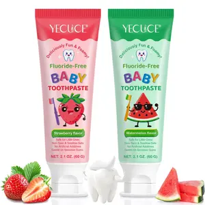 YECUCE Fluoride-Free Baby Toothpaste Strawberry 60g, Kid Toothpaste, Gentle and safe children's formula with fluoride-free dental care for a healthy smile