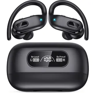 kk  Wireless Earbuds V5.3 Headphones 60Hrs Playback Ear Buds With Wireless Charging Case & Dual Power Display Stereo Bass Earphones With Earhooks For Sports/Workout/Running  kt.