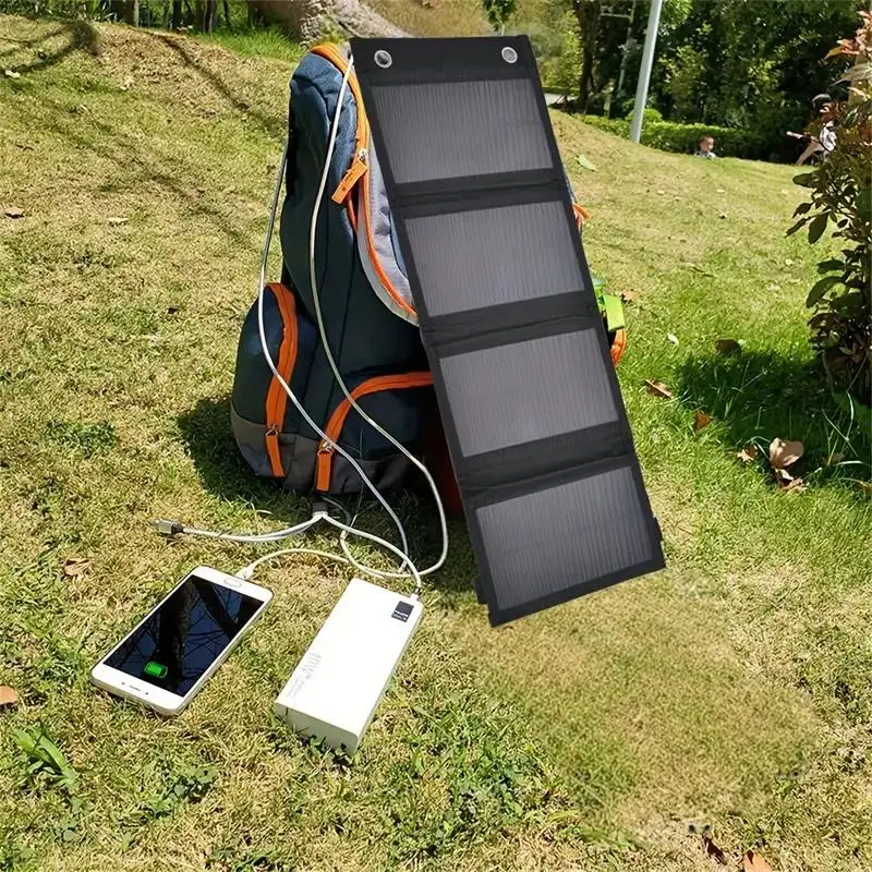 Foldable Solar Charger Panel, Portable USB Charging for Outdoor Travel & Camping, Solar Powered Charger for Mobile Phones, Power Banks, Fans, Flashlig