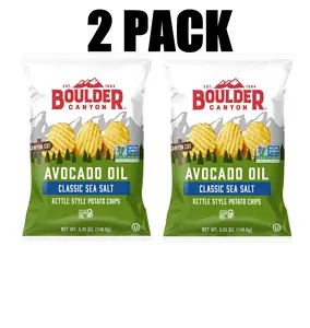 Boulder Canyon Avocado Oil Classic Sea Salt Kettle Style Potato Chips 5.25 Ounce 2 Pack Crunchy Savory Snacks