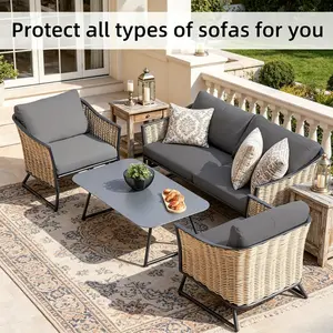 8-Piece Patio Cushion Cover Set Outdoor Stretch Sofa Cushion Replacement Covers Garden Furniture Protective Covers (Covers Only)