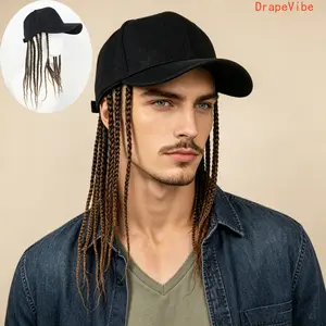 Unisex Hip‑Hop Punk Wide‑Brim Baseball Hat With Braided Dreadlock Wig Adjustable Snapback High‑Temperature Fiber Sun Hat For Motorcycle And Urban Fashion