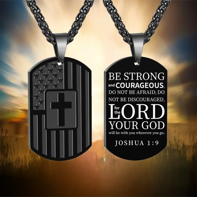 Bible Verse Bracelet for Men,American Flag Cross Neckalce Trendy Men Accessries Christmas Birthday Easter Christian Jewelry Gifts,Trendy Neckalce for Boy,Father's day gifts idea,Dad gift beach jewelry