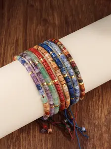 New Vintage Beaded Bracelet, Irregular Amethyst Stone Wristband, Handmade Healing Jewelry, Retro Style Accessory for Women, Healing Crystal Bracelet