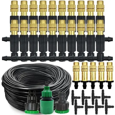 Automatic Drip Irrigation Kit for Garden - Sunny Outdoor UV-Resistant Misting Cooling System, Garden Hose, Tube, Tool-Free 1-Min Setup, Leak-Proof Snap-Fit Gear, Precision Nozzle, Quick Connector, Automated Irrigation Gear for Patio Greenhouse, Precision