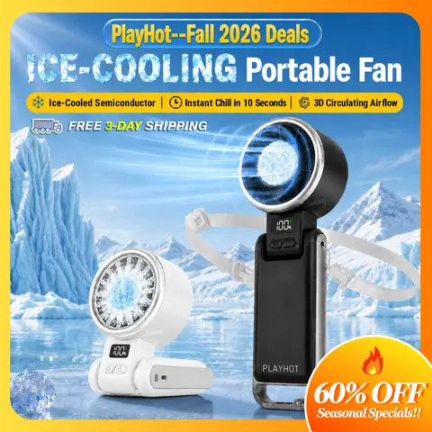 PLAYHOT Multifunctional Cooling Fan - Mini Adjustable Airflow Portable Fan, 25550RPM Ice-Cool Hand AC-Free Home Appliance, Cordless Rechargeable Handheld Energy-Saver for Amusement Park, Mom-Focused Gadgets