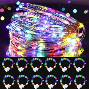 12 Pack Fairy Lights  Operated, 7ft 20 Led Mini String Lights Copper Wire Twinkle Lights for DIY, Bedroom, Christmas Decoration Parties(Colorful, 12 count)