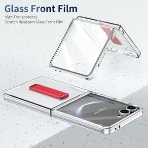 Samsung Galaxy Z Flip Case, Transparent Cover with Stand, Wireless Charging Support, Compatible with Z Flip 7/6/5/4/3 Models