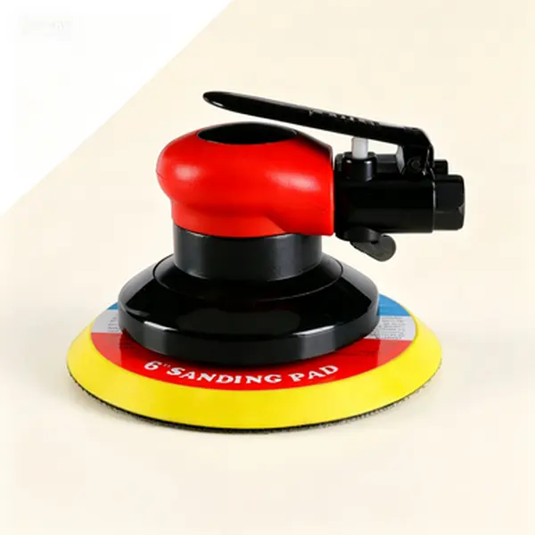 6 Inch Dual Action Random Orbital Sander, Heavy Duty Pneumatic Palm Sander with Quick Change Pad, Low Vibration Air Sander for Automotive Sanding, 12000 RPM No Glue Needed Reusable