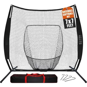 7x7ft/8x8ft Baseball Softball Net with Steel Frame for Batting, Hitting, Pitching, Portable Baseball Batting Net with Carry Bag, Great for All Levels
