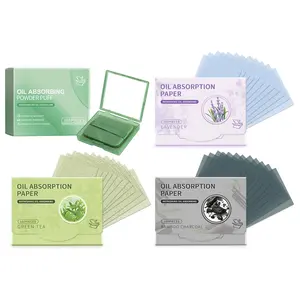 EELHOE Portable Oil Absorbing Facial Paper with Powder Puff and Mirror, Refreshing Oil Control and Touch-Up Makeup Paper