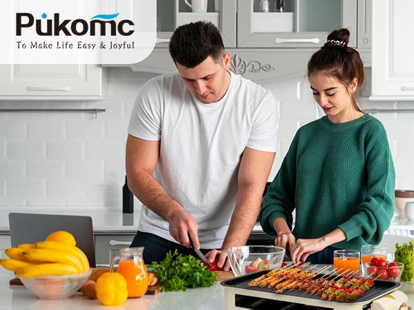 Pukomc Electric Indoor Grill,2 in 1 Indoor Grills for Kitchen with Grill Net & Non-Stick Cooking Removable Plate, Temperature Control, Dishwasher Safe, 1500W Smokeless barbecue Universal Griddle Pukomc Electric Indoor Grill,2 in 1 Indoor Grills for Kitchen with Grill Net & Non-Stick Cooking Removable Plate, Temperature Control, Dishwasher Safe, 1500W Smokeless barbecue Universal Griddle