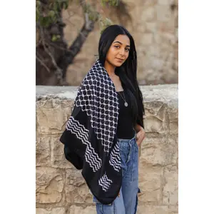 Black-Ground Palestinian Keffiyeh – Woven in Nablus
