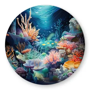 Conscious Sales C1COAR556S5NRH 5 x 5 ft. The Reef - Red Outdoor Round Area Rug for Home Decor