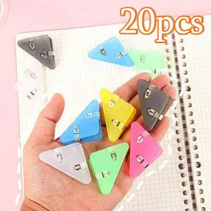 20pcs Simple Edge Corner Clip File Organizer for Office Documents, Test Papers, and Materials - Anti-Curling Triangular Clip