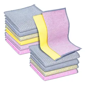 Double Layer Coconut Shell Silver Wire Mesh Knit Cleaning Cloth 12packs, 25*25cm