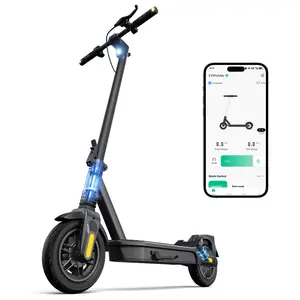 Electric Scooters,10\" Tires, for Adults with 1000W Motor,Up to 20MPH Max Speed,Powerful App-Enabled Electric Scooter,Portable Electric Scooter with Lights, Electric Folding Scooter with Single Brakes neon black Summervibes Light-Up