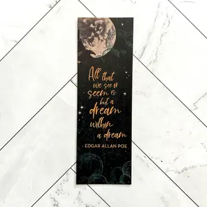Edgar Allan Poe wooden bookmark · watercolor Poe quote woodmark