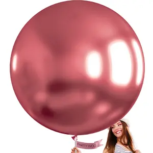Metallic Pink Large Balloons, 4 pcs 36 Inch Balloons, Metallic Dark Pink Big Balloons, Metallic Pink Giant Balloons, Jumbo Balloons for Birthday Decorations, Wedding Decorations, Pink-G104